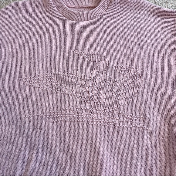 Vintage Parkhurst Duck Sweater Crew neck Twee Embossed L Baby Pink Cottagecore - Picture 10 of 14